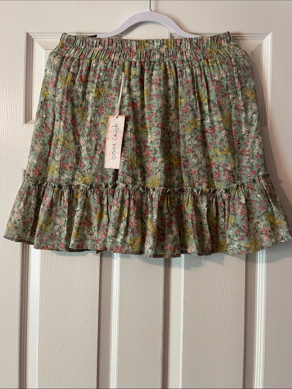 Boho Floral Puff-Sleeve Crop Top & Skirt Set - Sage Floral - Picture 2 of 6